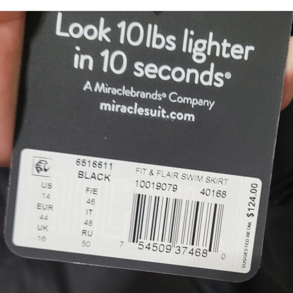 NEW Miraclesuit Tummy‎ Control Black Fit & Flare Flair Swim Skirt Pocket Size 14 - Picture 6 of 13